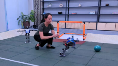 Photo of Stone-hearted researchers gleefully push over adorable soccer-playing robots